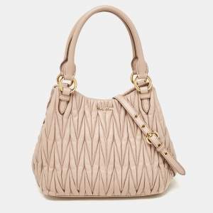 Miu Miu Beige Matelasse Leather Shoulder Bag
