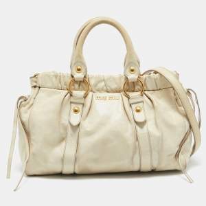 Miu Miu Cream Leather Gaufre Tote