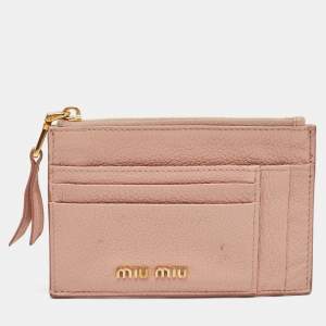 Miu Miu Pink Leather Zip Card Holder