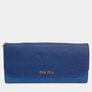Miu Miu Blue Leather Madras Mini Crossbody Bag
