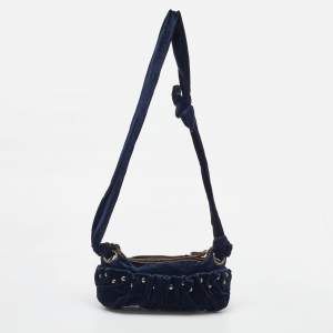 Miu Miu Navy Blue Velvet Studded Shoulder Bag