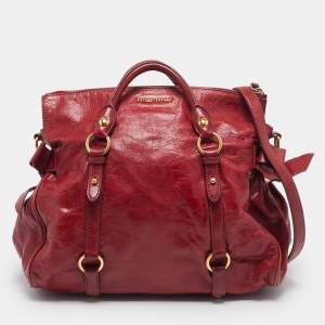 Miu Miu Red Leather Bow Satchel