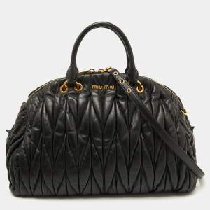 Miu Miu Black Matelasse Leather Dome Satchel
