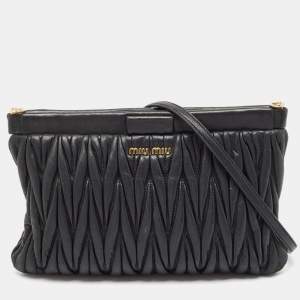 Miu Miu Balck Matelasse Leather Shoulder Bag