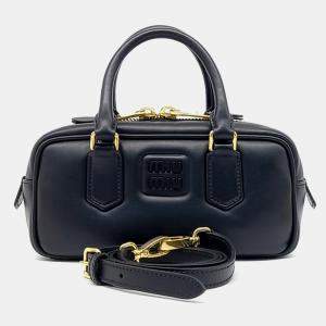 Miu Miu Black Leather Arkady Tote And Crossbody Bag