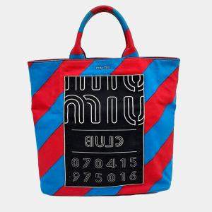 Miu Miu Blue Multicolor Red Fabric Miu Miu Blue/Red/Multicolor Fabric tote bag