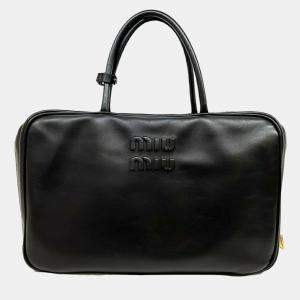 Miu Miu Leather embossed logo bowling bag