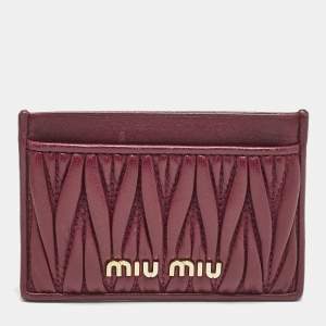 Miu Miu Red Matelassé Leather Card Case