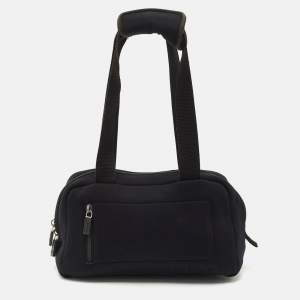Miu Miu Black Neoprene Pocket Boston Bag 