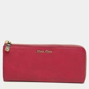 Miu Miu Pink Leather Zip Around Wallet