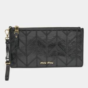 Miu Miu Black Patchwork Leather Utility Wallet