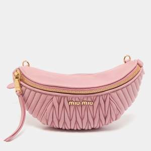 Miu Miu Pink Matelassé Leather Belt Bag