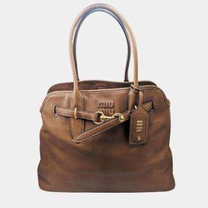 Miu Miu Brown Leather Aventure Handbag