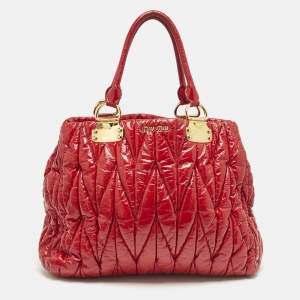 Miu Miu Red Matelasse Patent Leather Tote