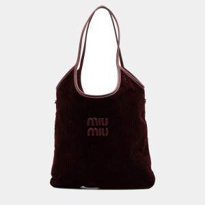 Miu Miu Red Corduroy Ivy Tote