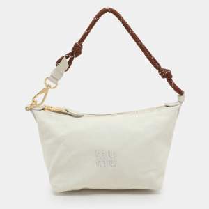 Miu Miu Chalk White Gabardine Fabric Pouch Bag