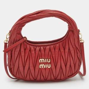 Miu Miu Red Matelassé Leather Wander Mini Hobo