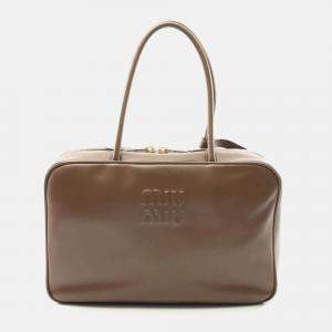 Miu Miu Brown Leather Miu Bow Handbag