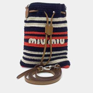 Pre Owned Miu Miu Multicolor Fabric Crochet Mini Crossbody Bag