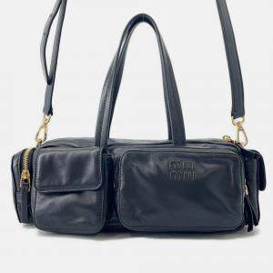 Pre Owned Miumiu Multi-Pocket Handbag Black Leather