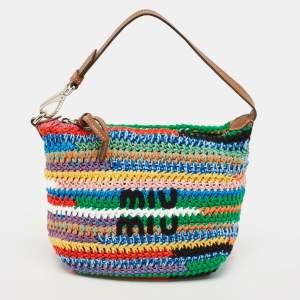 مملوكة مسبقًا Miu Miu Multicolor Crochet Fabric Pouch