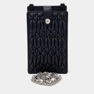 Pre Owned حقيبة ميو ميو حامل هاتف جلدي أسود ومقابض كروس بودي