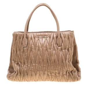 Miu Miu Beige Metalesse Leather Tote