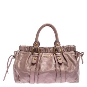  Miu Miu Old Rose Vitello Leather Gathered Tote