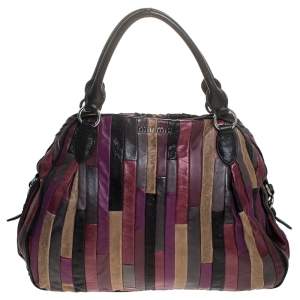 Miu Miu Multicolor Patchwork Leather Satchel