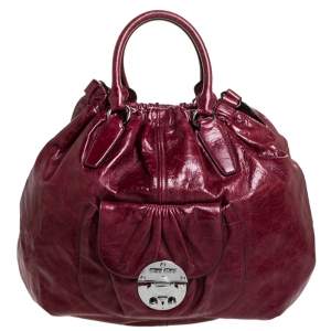 Miu Miu Burgundy Leather Front Pocket Hobo