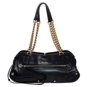 Miu Miu Black Leather Chain Satchel 