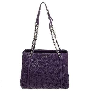  Miu Miu Purple Matelasse Leather Tote 