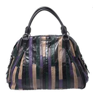 Miu Miu Multicolor Patchwork Leather Satchel