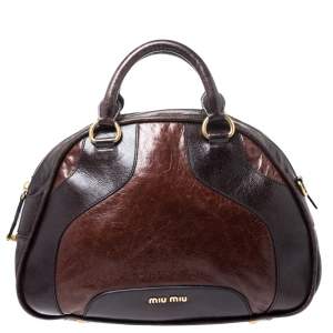 Miu Miu Brown Leather Bowler Bag