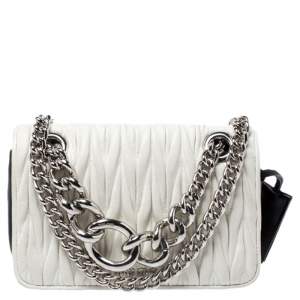 Miu Miu Black/White Matelasse Leather Small Club Shoulder Bag