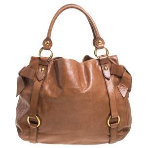 Miu Miu Brown Leather Bow Tote