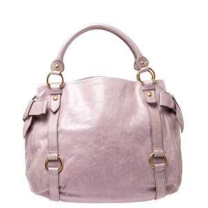 Miu Miu Pink Vitello Lux Leather Bow Satchel