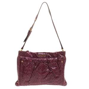 Miu Miu Burgundy Python Small Shoulder Bag