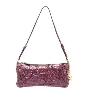 Miu Miu Burgundy Python Strap Clutch 
