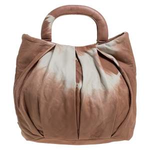 Miu Miu Beige/Cream Leather Tie-Dye Satchel