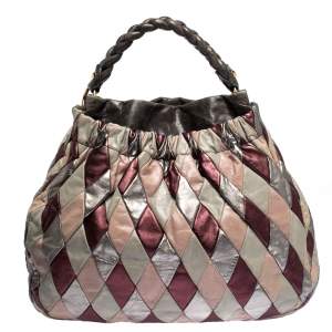 Miu Miu Multicolor Patchwork Leather Harlequin Hobo
