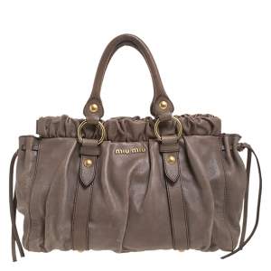 Miu Miu Khaki Matelasse Leather Satchel 