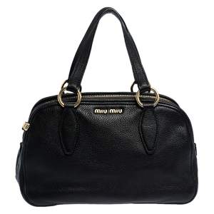 Miu Miu Black Leather Vitello Phenix Satchel