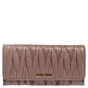Miu Miu Old Rose Matelassé Leather Continental Wallet