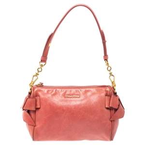 Miu Miu Peach Vitello Lux Leather Pochette Bag