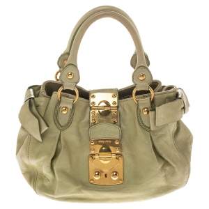 Miu Miu Mint Green Leather Bow Satchel