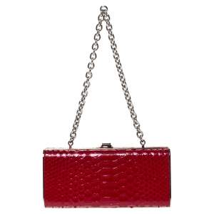 Miu Miu Red Python Box Chain Clutch