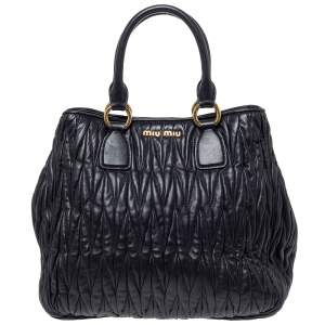 Miu Miu Black Matelasse Leather Satchel
