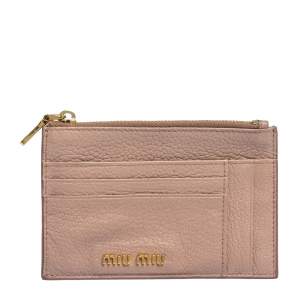 Miu Miu Light Pink Leather Madras Zip Wallet