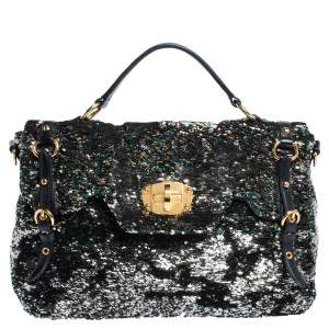 Miu Miu Multicolor Paillette Sequins Turnlock Top Handle Bag
